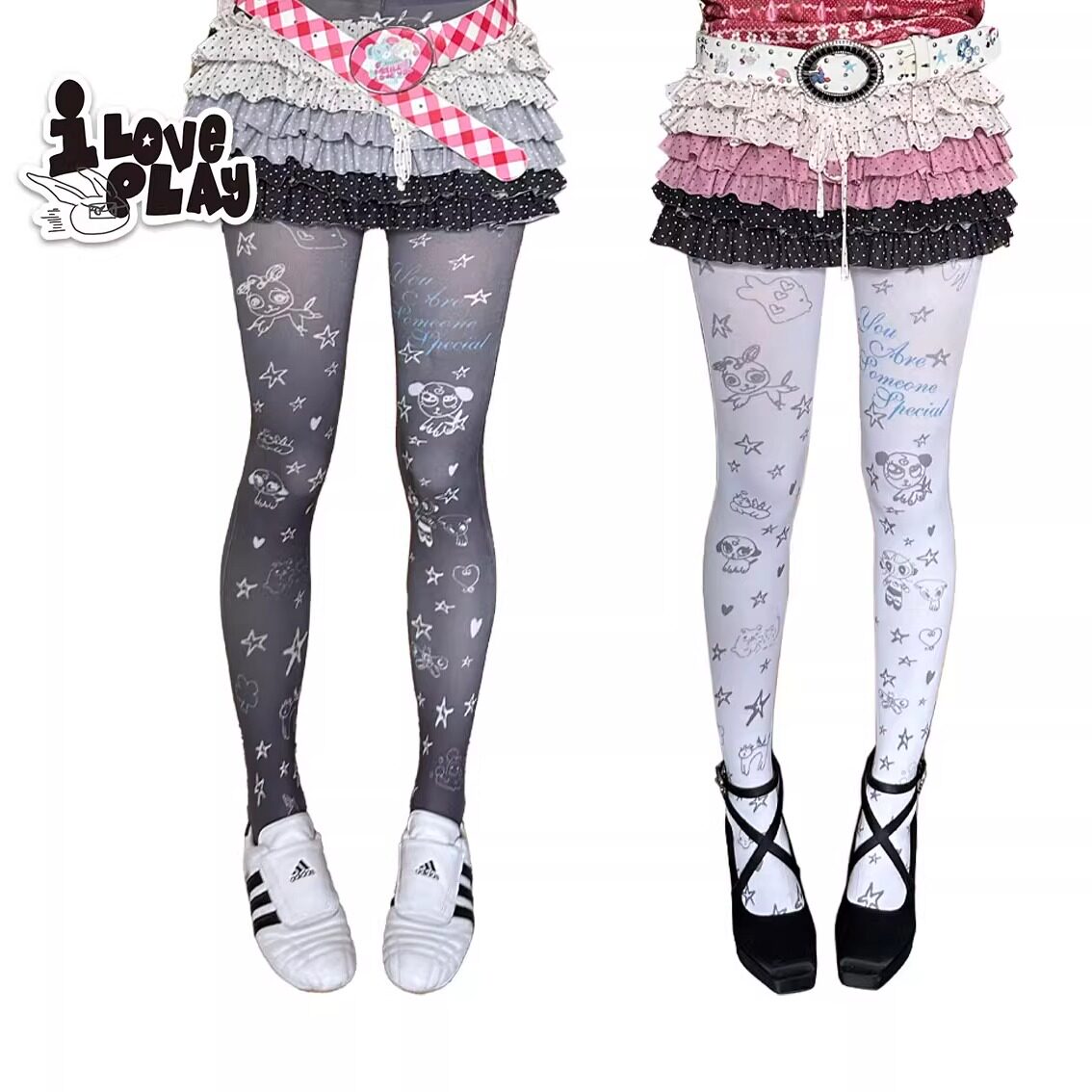 loveplay – Y2K Graffiti Print Tights tights loveplay