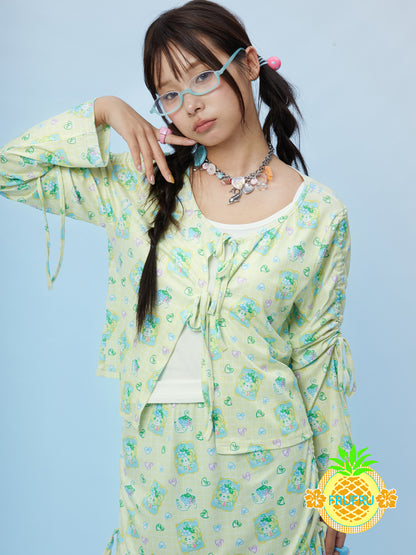 Frufru Cute Print Lightweight Sun Shirt | Kawaii Casual Layering Top shirt frufru