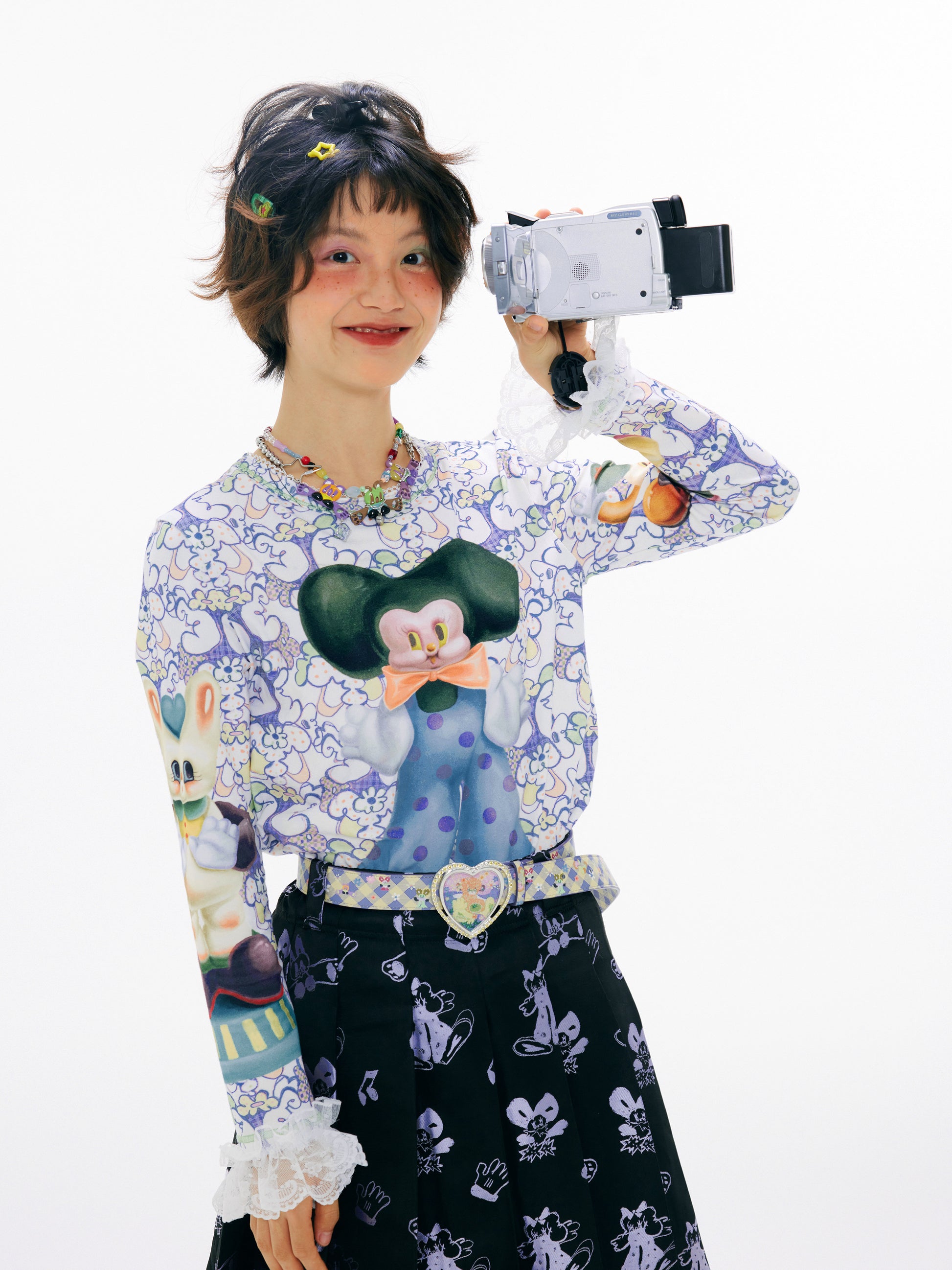 SillySis - Cute Doodle Cotton Base Top shirt sillysis