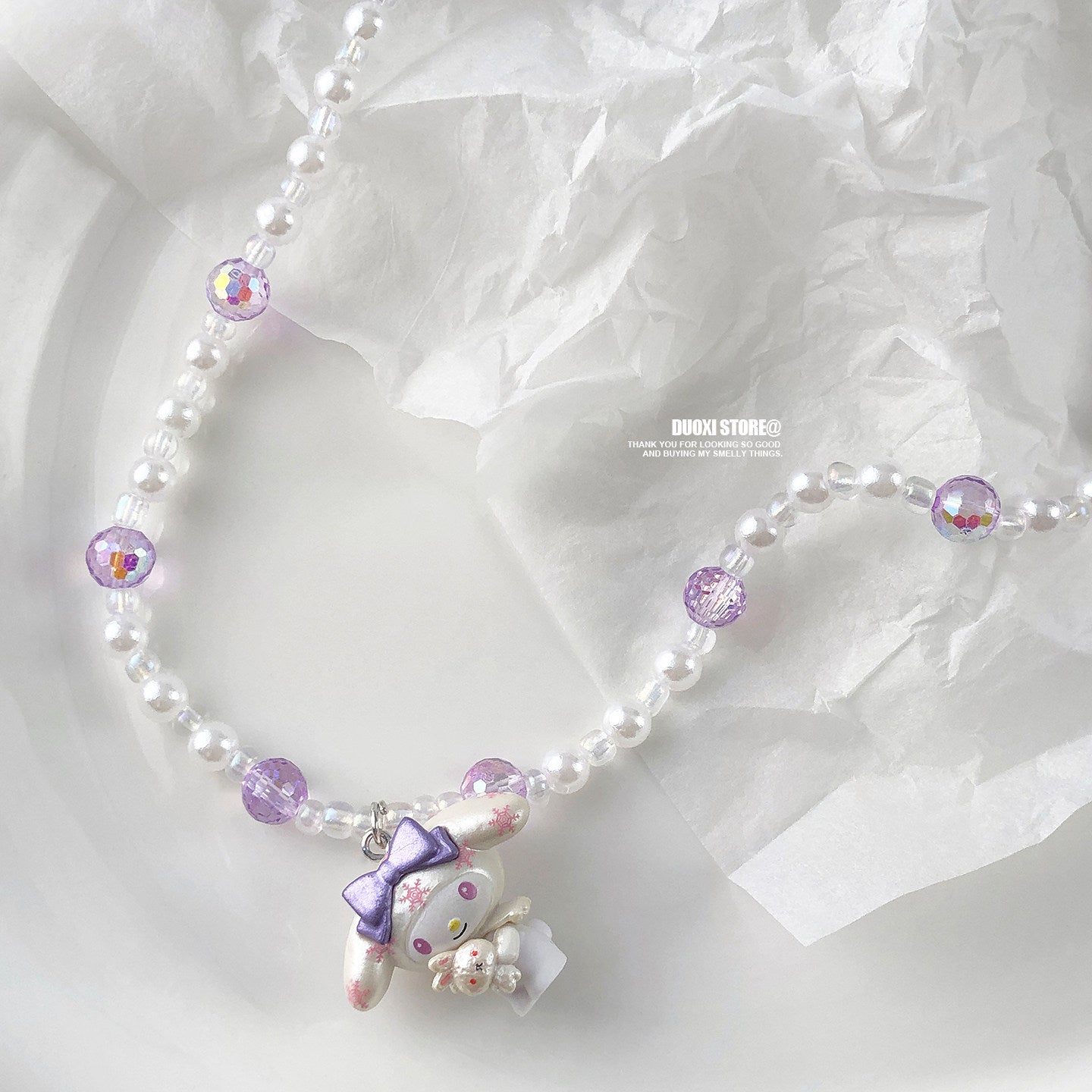 DuoXi - Purple Melody Bunny Bead Necklace necklace DuoXi