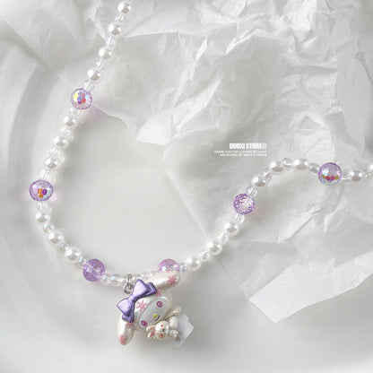 DuoXi - Purple Melody Bunny Bead Necklace necklace DuoXi