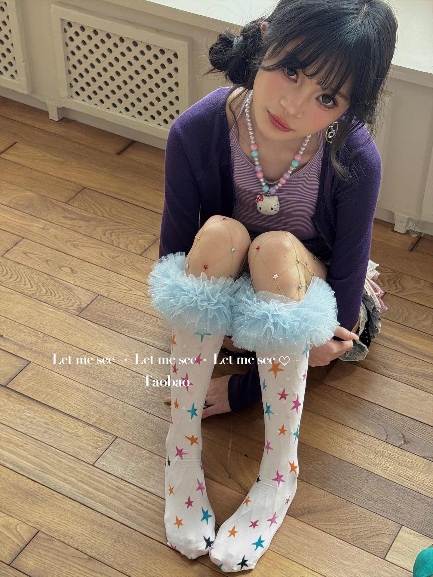 LET ME SEE - Kawaii Colorful Star Velvet Calf Socks socks let me see