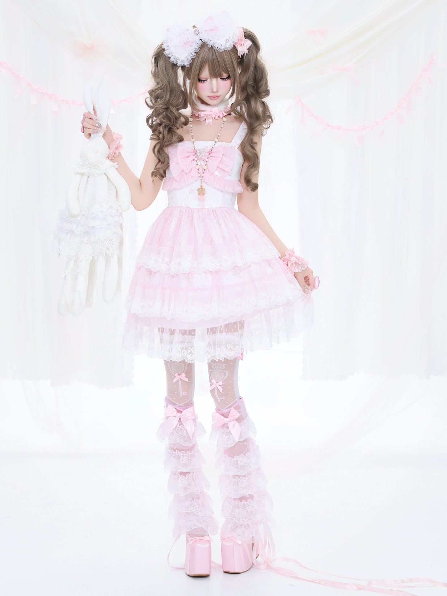 BunnyBite - Hime Gyaru Lace Polka Dot Cami Dress