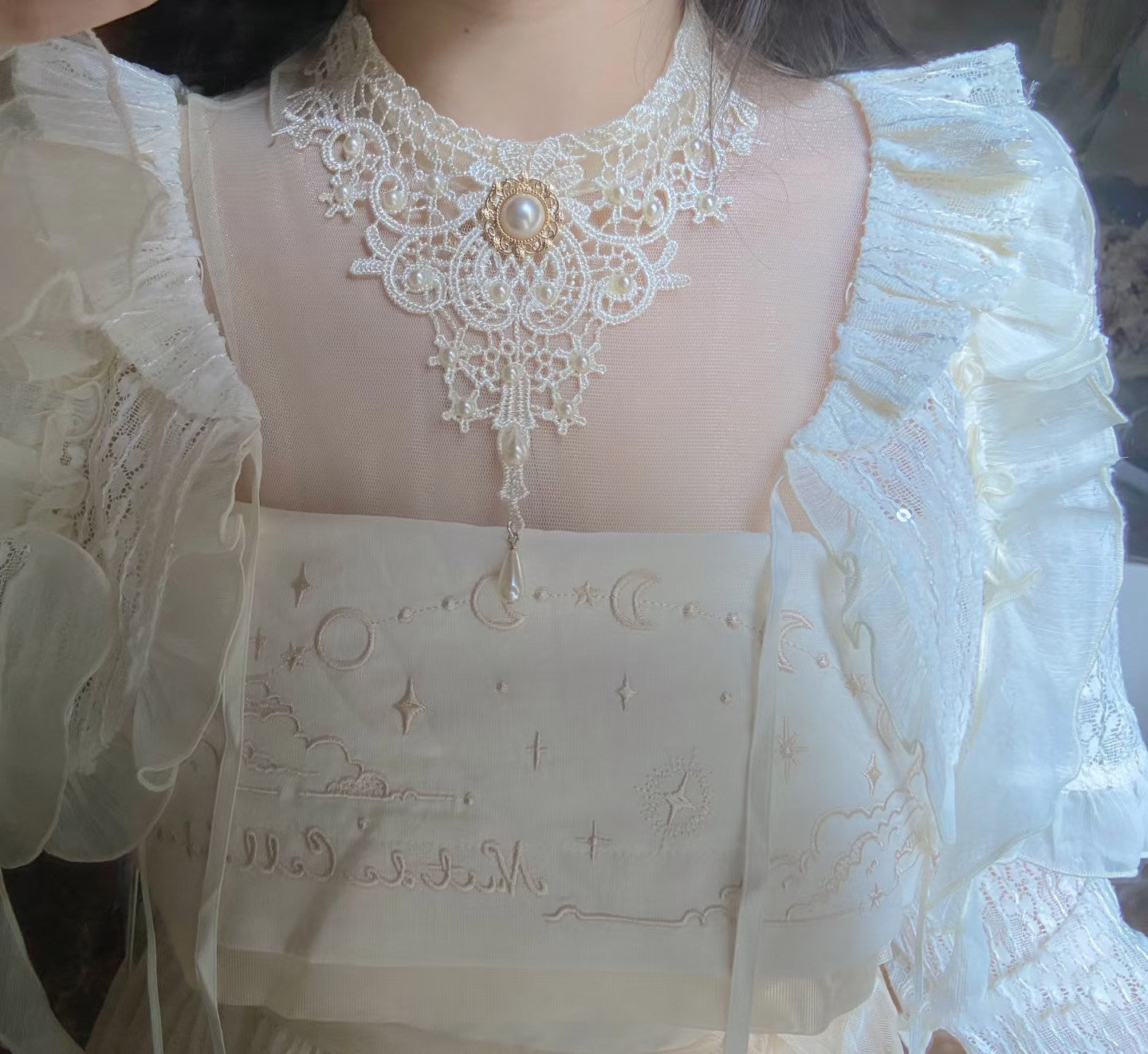 Kiwi Store - Y2K Maximalist Lace Embossed Statement Necklace necklace kiwi store