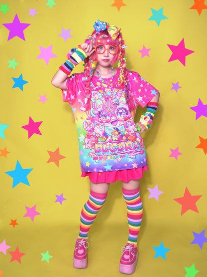 Dream Bubble – Decora Rainbow Cat Print Modal T-Shirt tshirt Dream Bubble