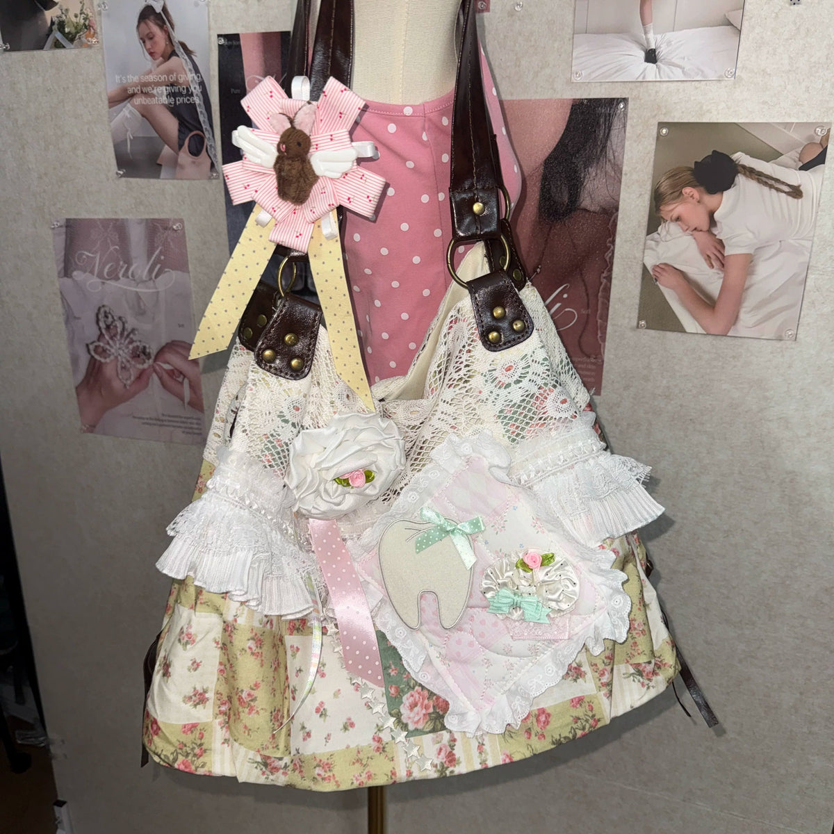 Hottie - Vintage Floral Lace Patchwork Tote Bag bag Hottie