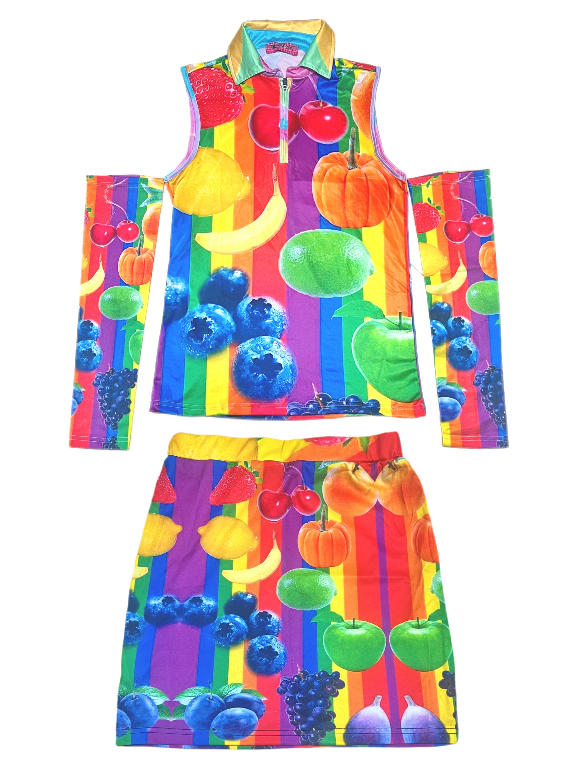 Harajuku Tank Top Skirt Set Fruits Print Set Summer Wear Set Sweet Spicy Set set Leerroo