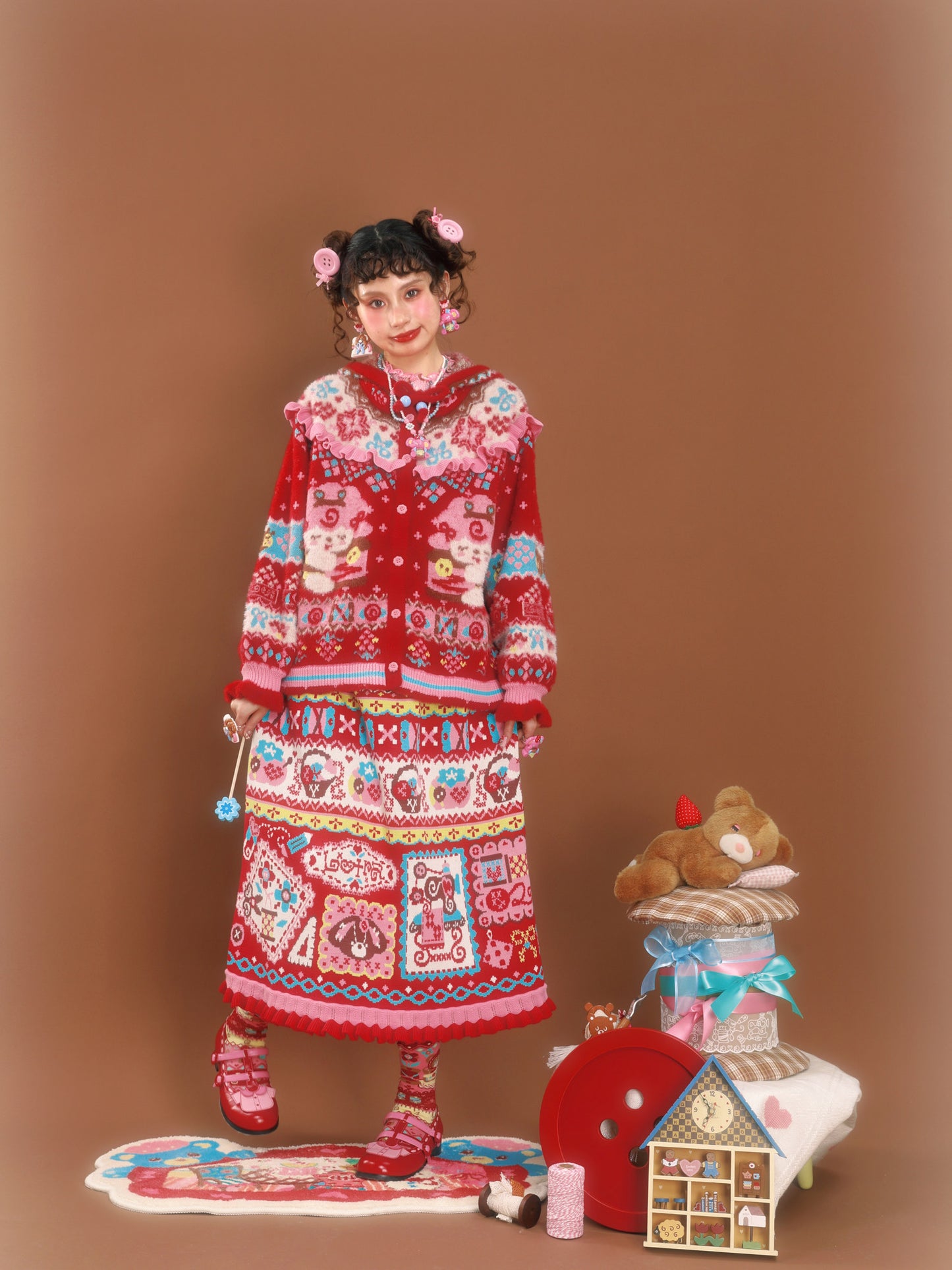 LutraJump - Decora Kei Jacquard Knit Skirt skirt Lutra Jump