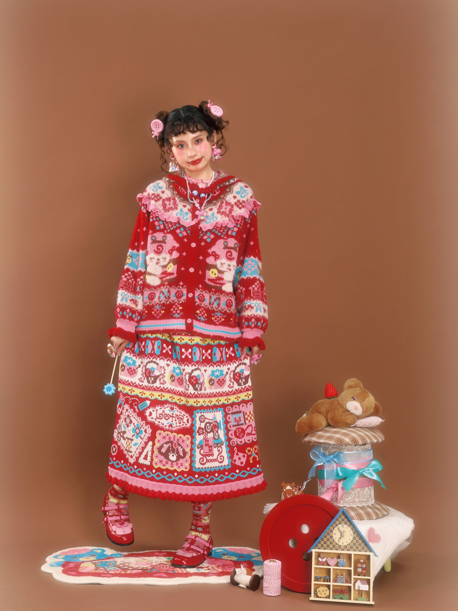 LutraJump - Decora Kei Jacquard Knit Skirt skirt Lutra Jump