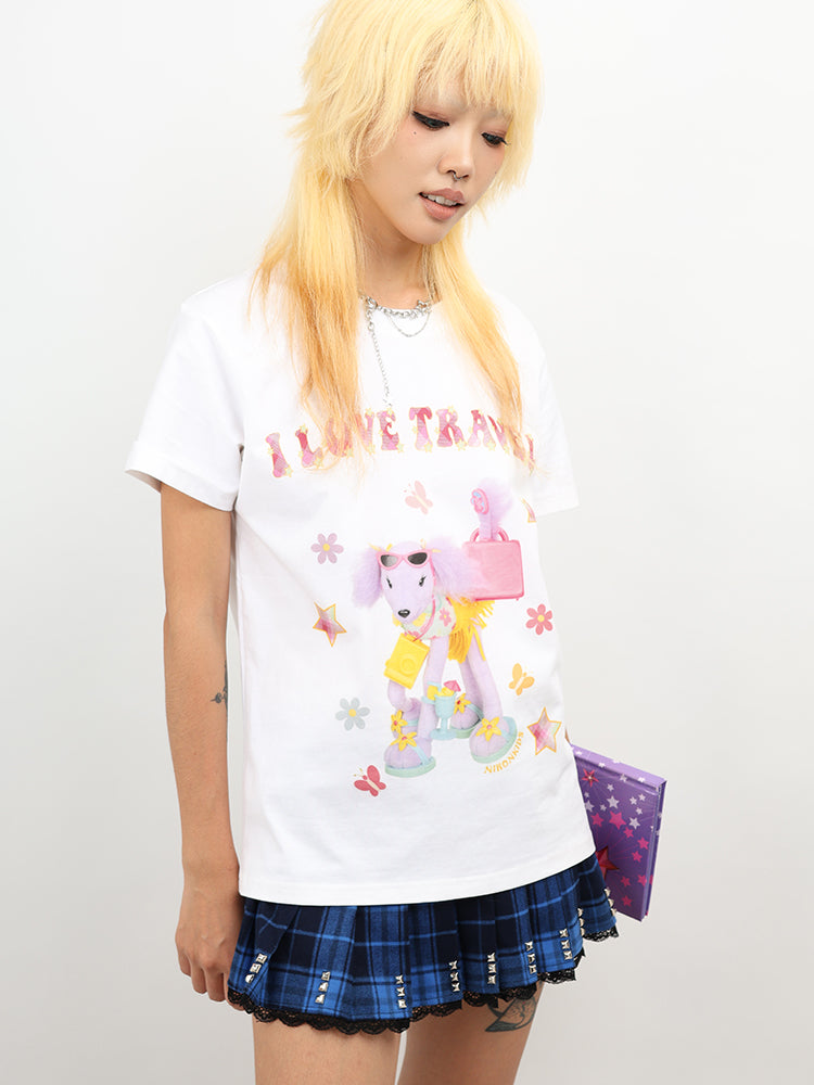 NIHON KIDS - Y2K Travel Dog Graphic T-Shirt Cotton Cute tshirt NIHON KIDS