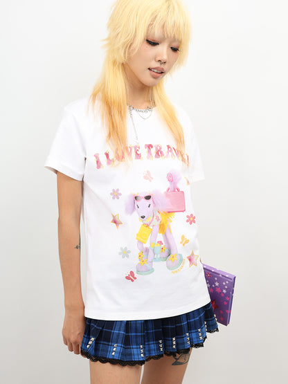 NIHON KIDS - Y2K Travel Dog Graphic T-Shirt Cotton Cute tshirt NIHON KIDS