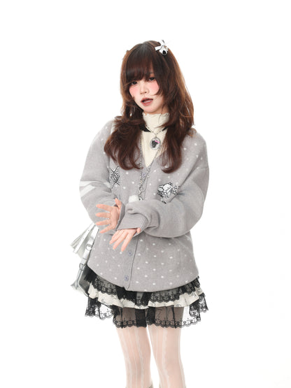 Languid Park - Polka Dot Embroidered Knit Sweater