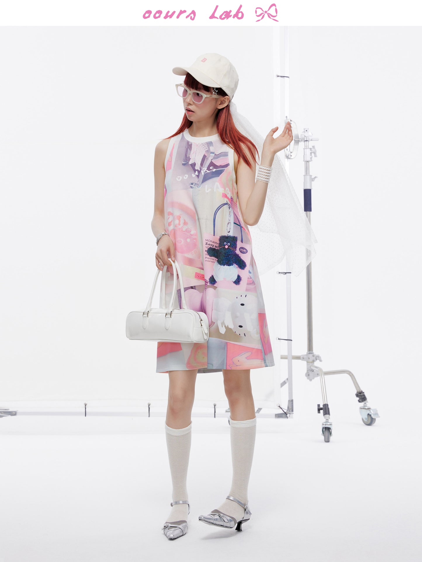 OOURSLAB - Pink Cartoon Print Knit Dress dress OOURSLAB