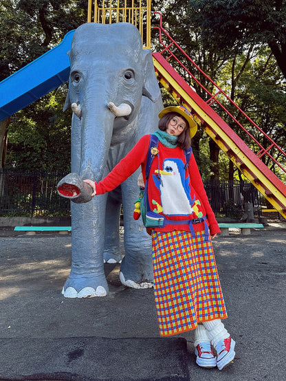 made in zzz - Plaid High Waist Knit Skirt skirt made in zzz