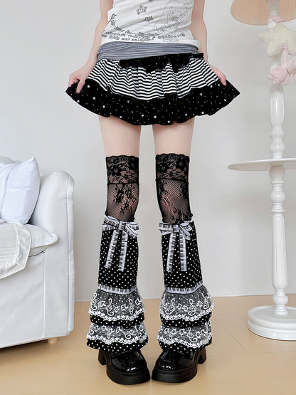 Vintage Piano Note Lace Leg Warmers sock left