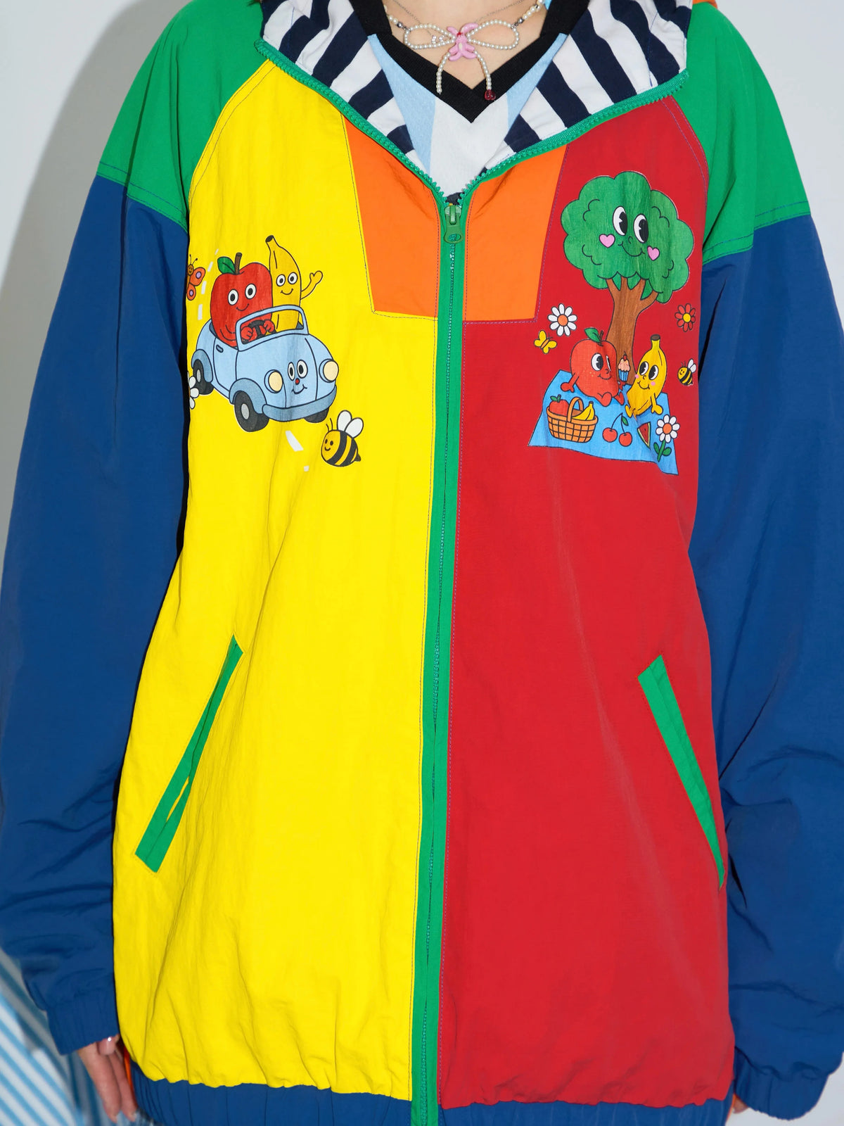 Robootoo - Colorblock Fruit Party Hooded Jacket