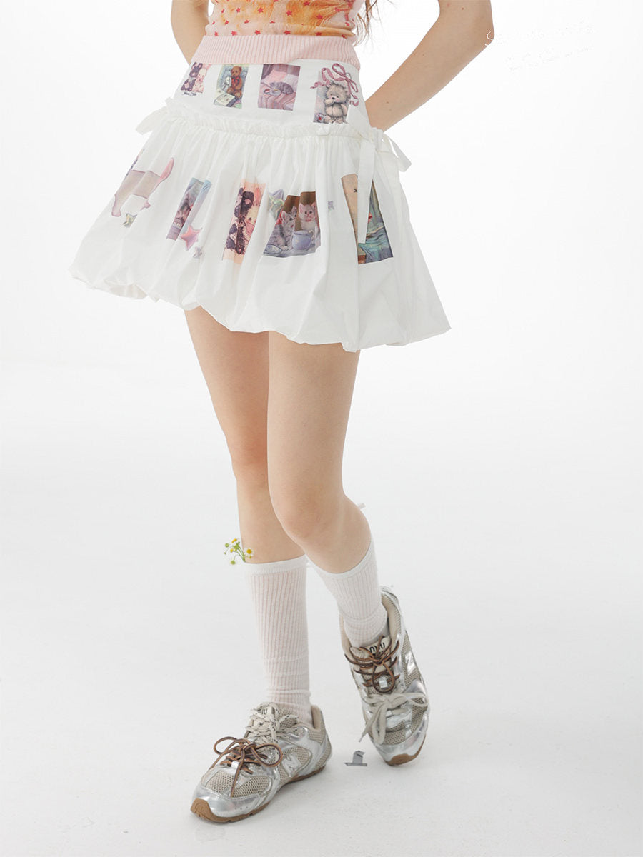ziziFei - Spring Bear Gathering High Waist Skirt skirt ziziFei