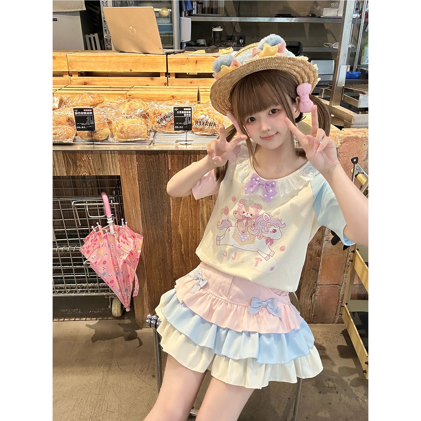 Dear Doll - Fairy Kei Rainbow Unicorn Colorblock Set set dear doll