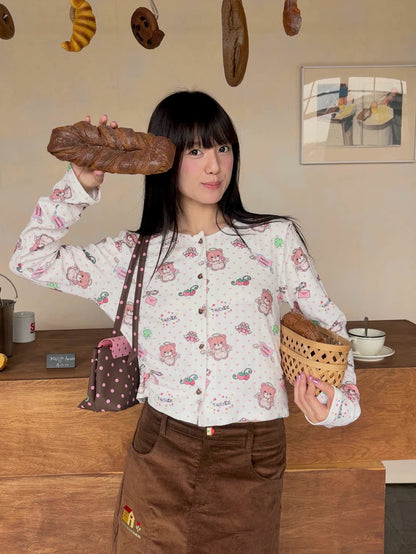 KaiXin hostel - Bear Heart Print Camisole & Cardigan Set shirt KaiXin hostel