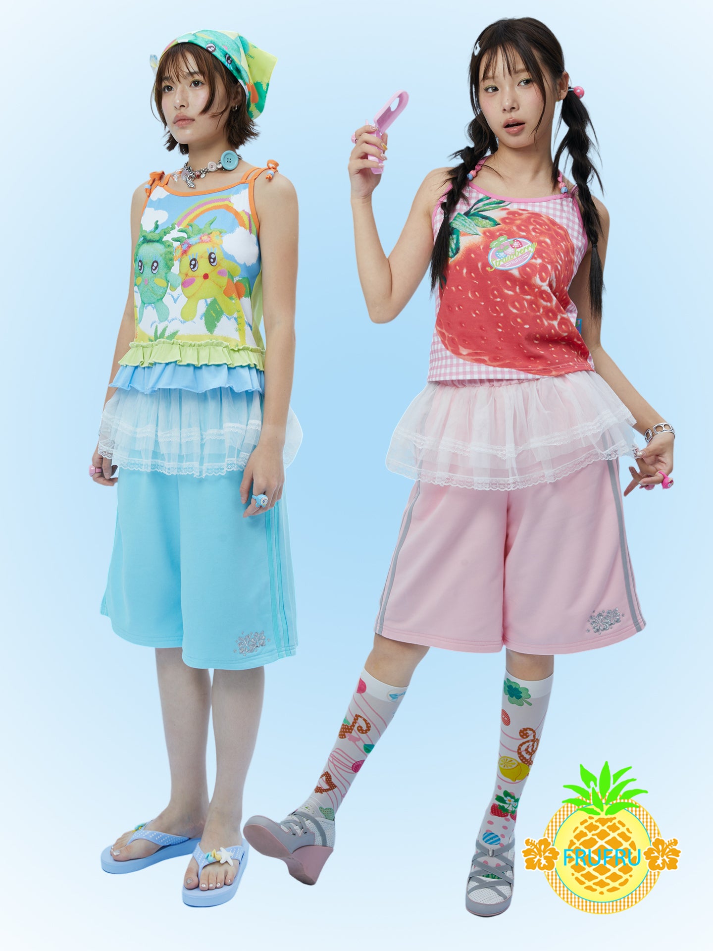 Frufru Lace-Trimmed Cotton Sports Shorts | Cute Girly Loungewear shorts frufru