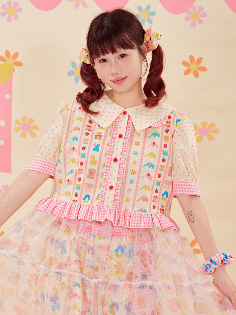 NIKKOU - Lace Organza Puff Dress dress Nikkou home