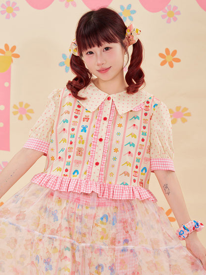 NIKKOU - Lace Organza Puff Dress dress Nikkou home
