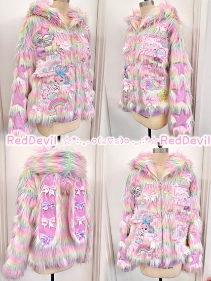 RedDevil - Decora Kei Bunny Puffer Jacket coat Red Devil