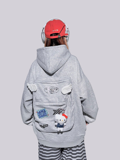 FANLOVERGIRL - White Wing Backpack Zip Hoodie hoodie FANLOVEGIRL