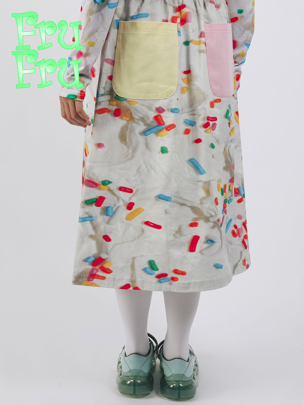 frufru Angel Cookie A-line Skirt | Harajuku Cotton Printed Midi Skirt
