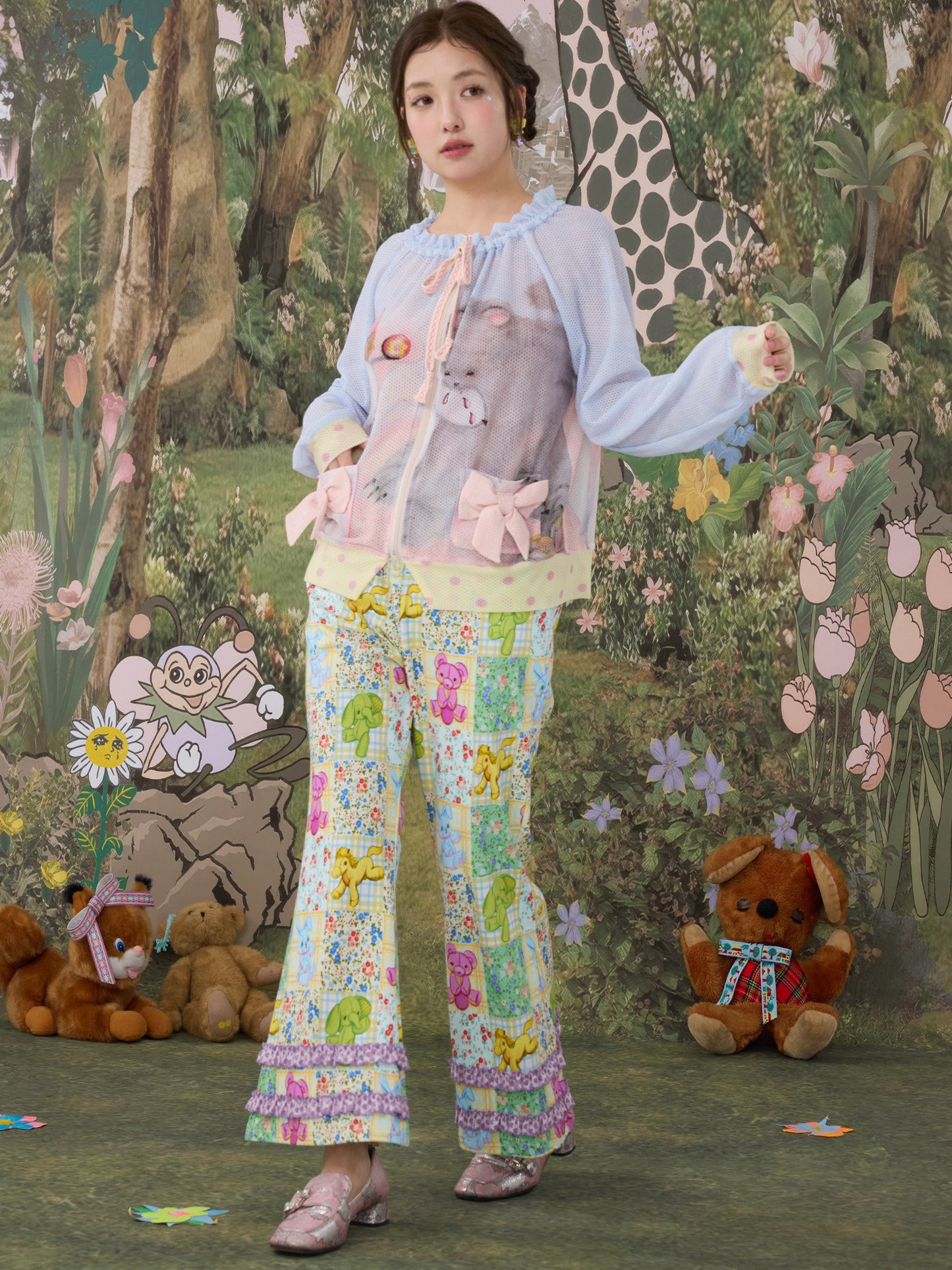 tntntutu - Floral Animal Flare Pants pants tntntutu