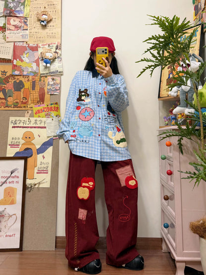 BIBULU - Blue Plaid Embroidered Shirt shirt BIBULU