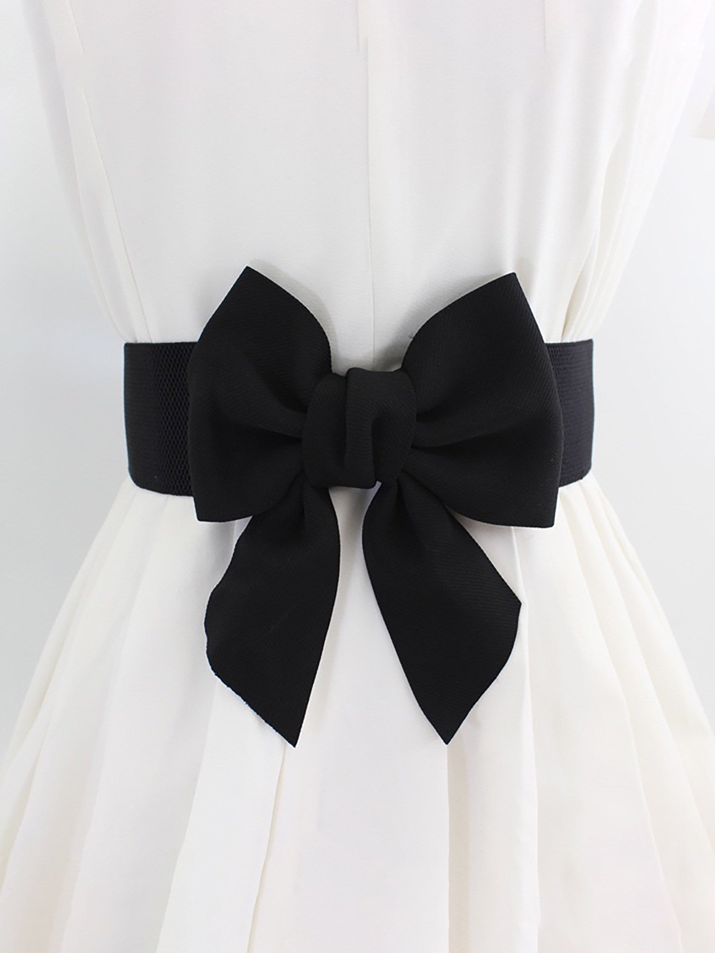 Nanjun Vintage - Sweet Bow Elastic Waist Belt accessory Nanjun Vintage Black