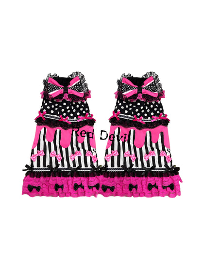 RedDevil - Y2K Black Pink Polka Dot Leg Warmers leg warmmers Red Devil