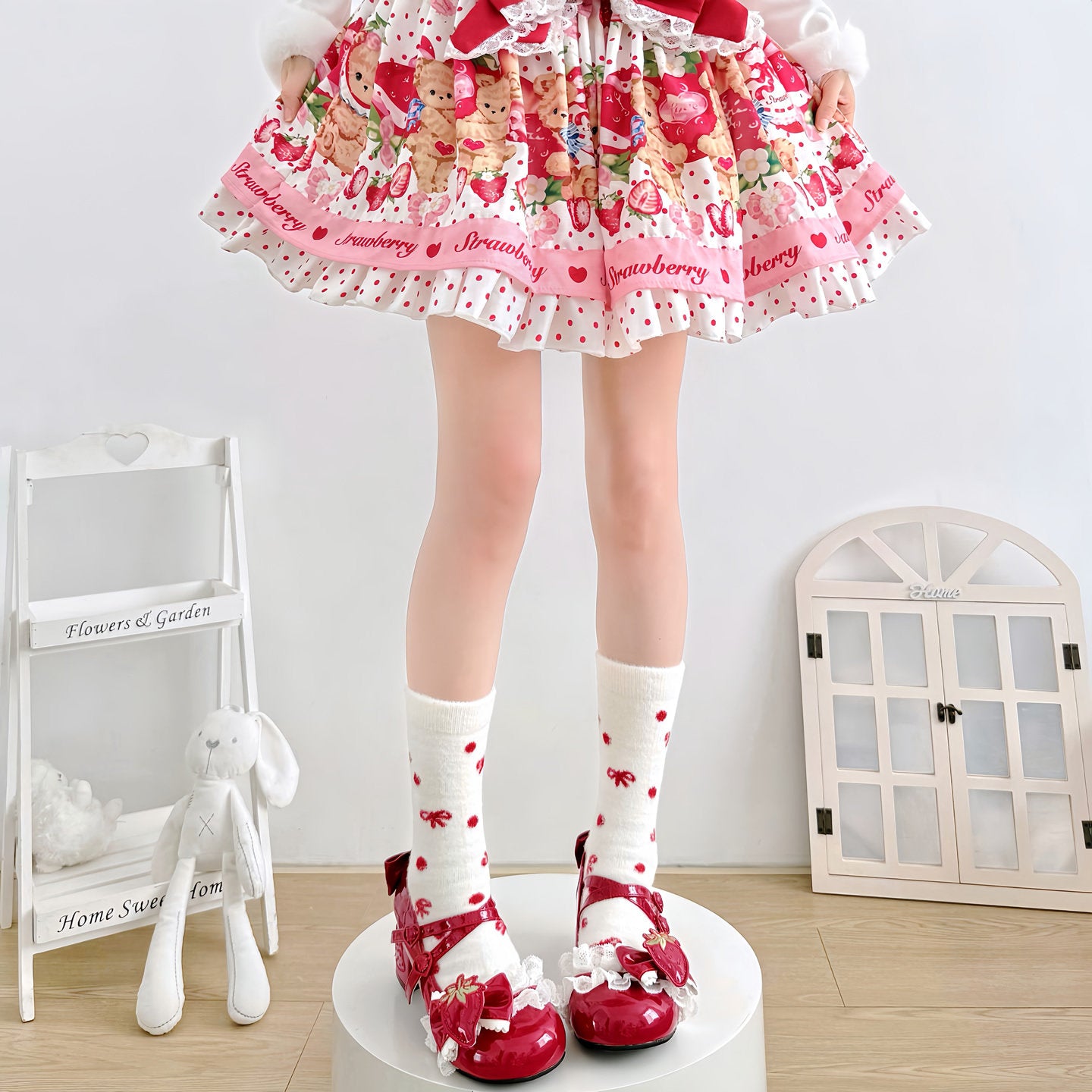 2 Bears - Kawaii Christmas Bow Mid Socks socks 2 bears 1