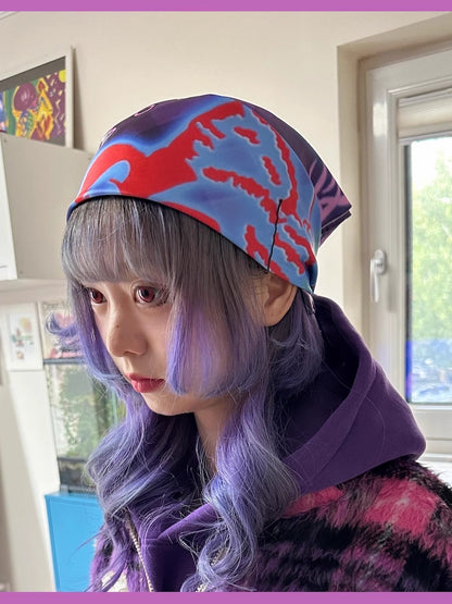 BunnyBunnyGun - Harajuku Printed Scarf Purple Polyester Multifunctional Kerchief bunnybunnygun