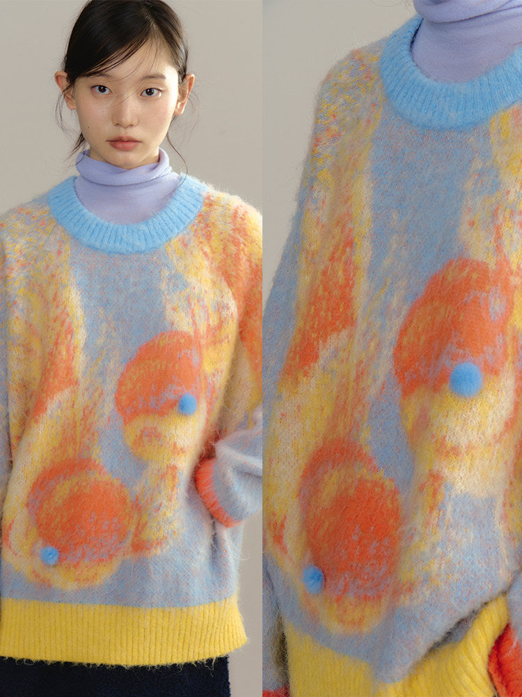 uare - Blue Koi Fish Knit Sweater sweater uare