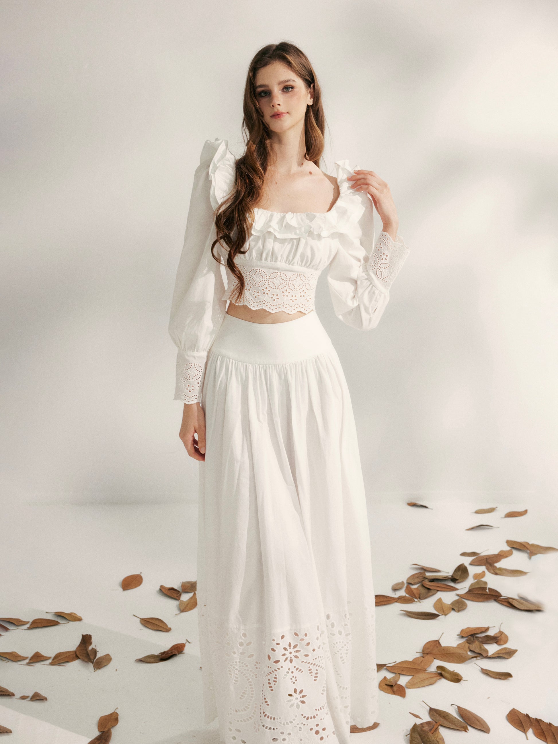 YZZI HE - Lily of the Valley Embroidered Two-Piece Set set YZZI HE