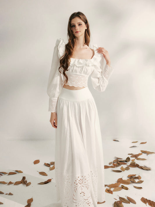 YZZI HE - Lily of the Valley Embroidered Two-Piece Set set YZZI HE