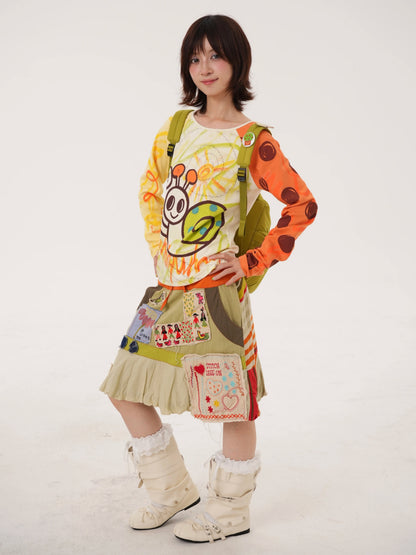 RabbitRain - Snail Doodle Colorblock Raglan Top shirt RabbitRain