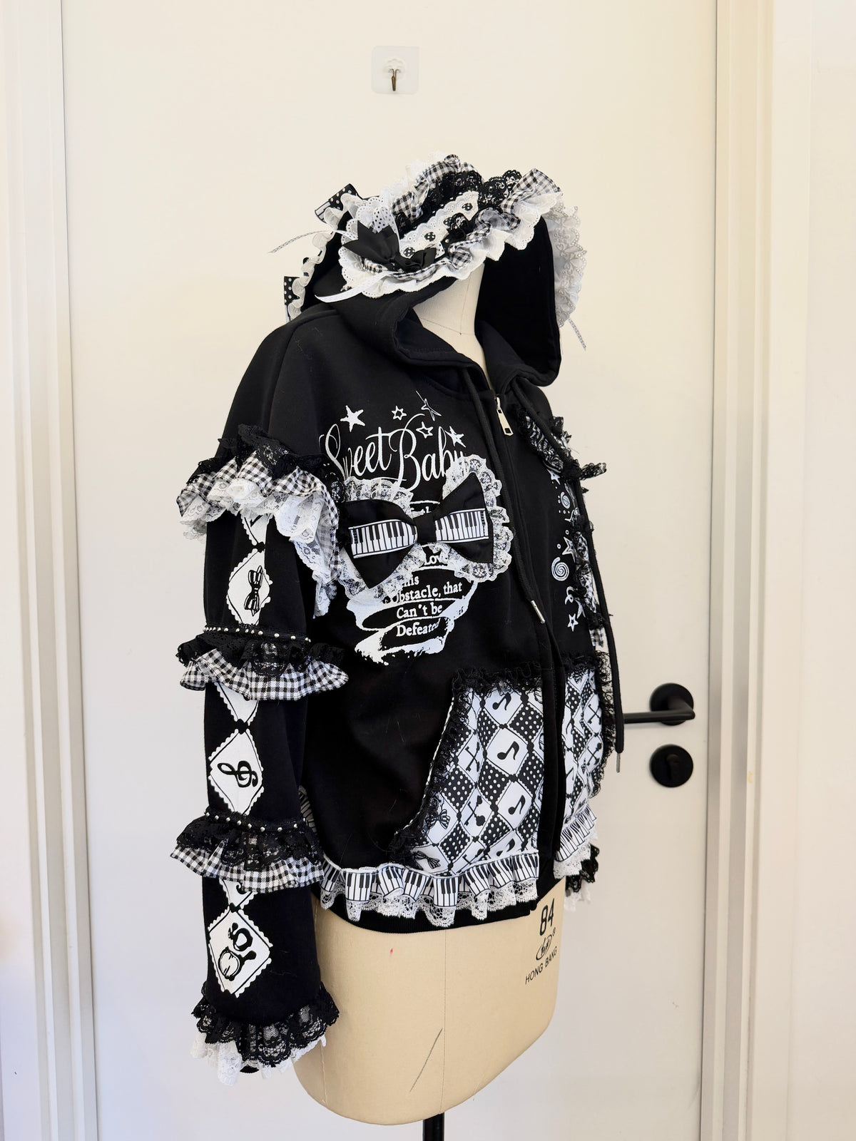 Red Devil - Black and White Bunny Ear Lace Jacket hoodie Red Devil
