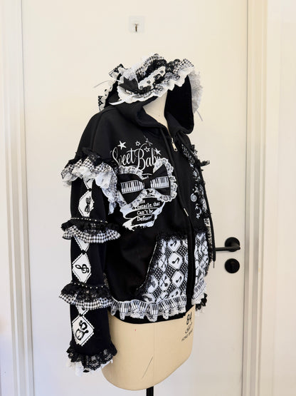 Red Devil - Black and White Bunny Ear Lace Jacket hoodie Red Devil