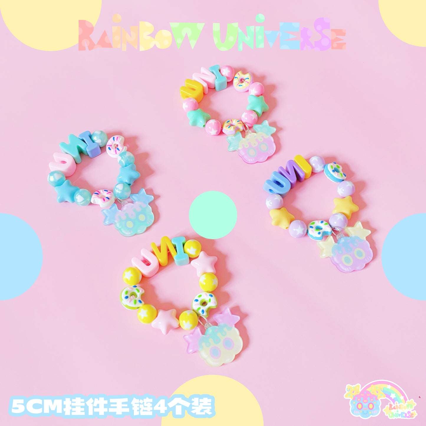 ainbow Universe RUX - Decora Kei Macaron Bracelet Acrylic Pastel bracelet Rainbow Universe RUX