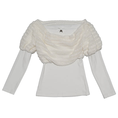 daytoday everyday institute - Bow Drape Knit Layered Top shirt daytoday everyday institute S