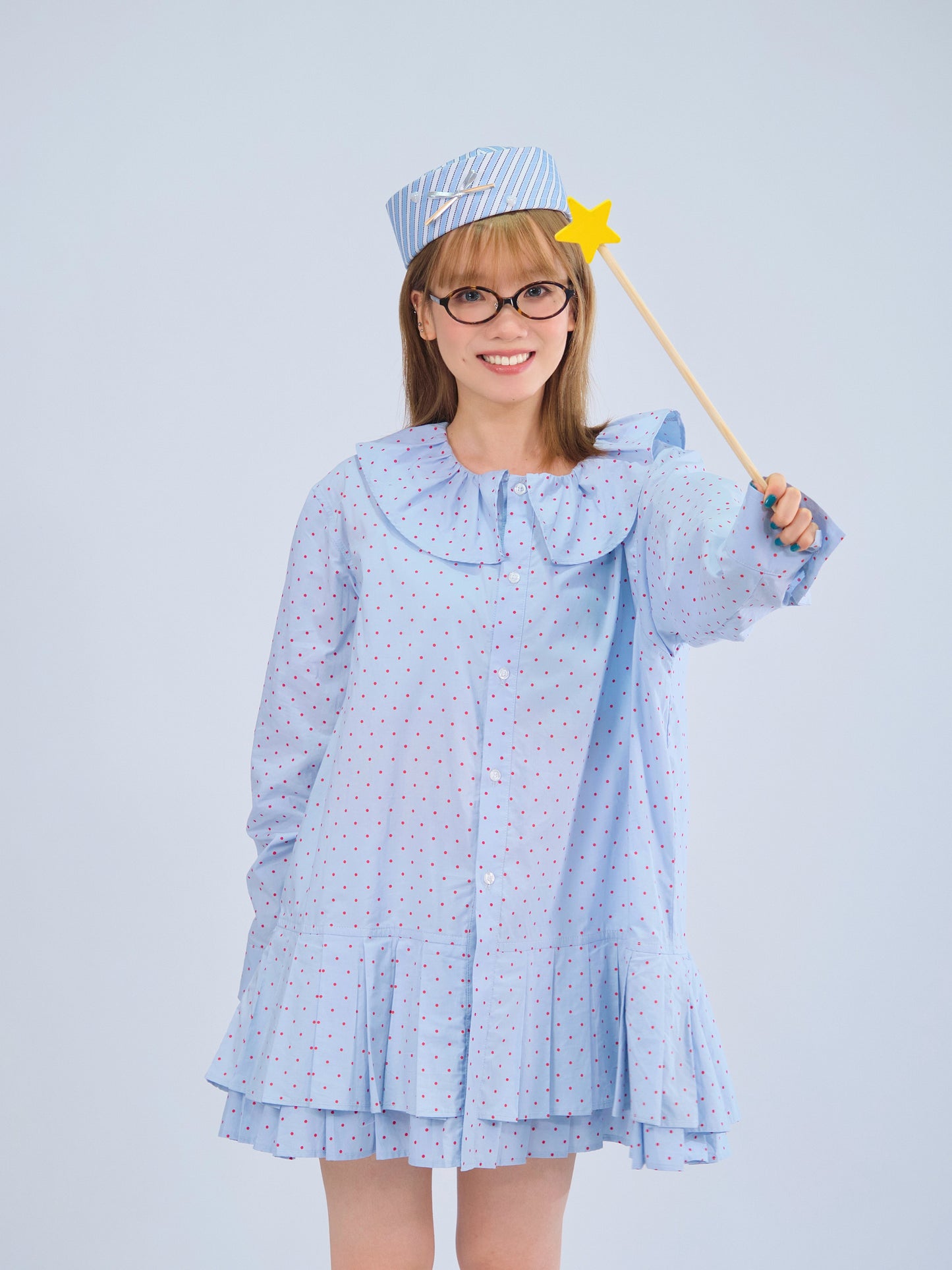 MeowMeow Bug - Vintage Polka Dot Pleated Shirt Dress