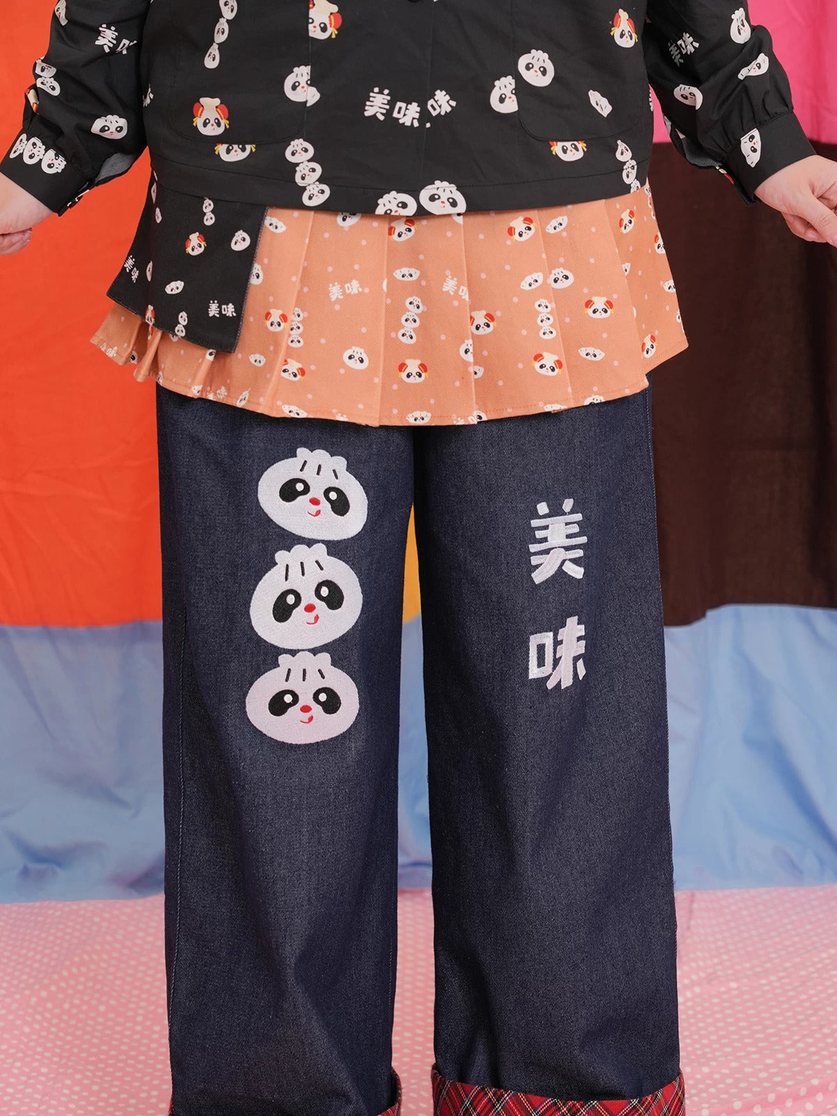 NIKKOU - Pleated Layering Pannier Skirt overskirt Nikkou home
