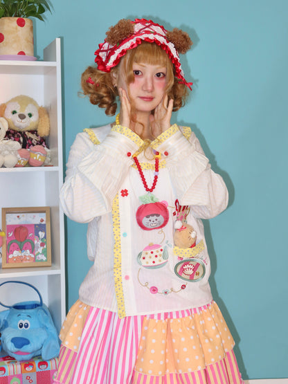 LULULULU - Kawaii Tea Set Embroidered Doll Collar Shirt shirt LULULULU