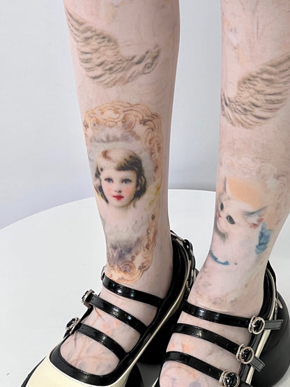 Hot BonBon - Girl Cat Print Tights tights Hot BonBon