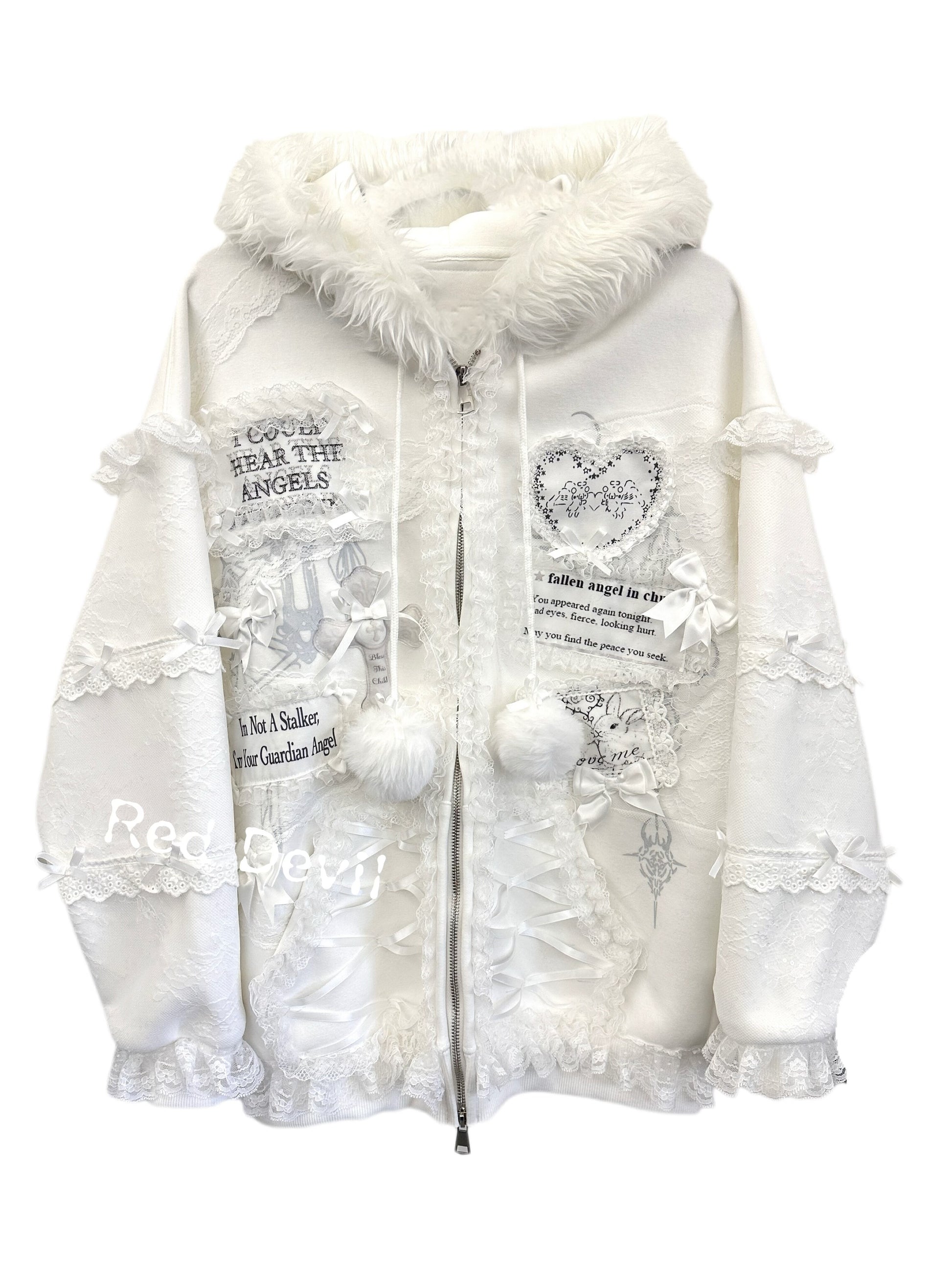 RedDevil - Harajuku Kawaii Lace Fleece Hoodie coat Red Devil