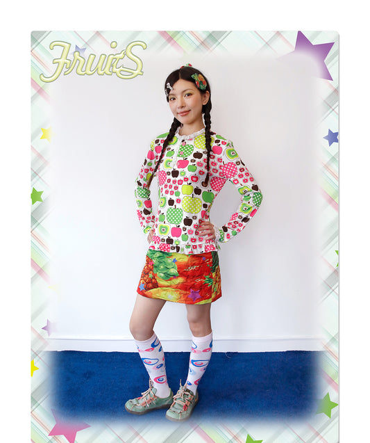 FRUITS - Kawaii Apple Polka Dot Lace Top shirt Fruits