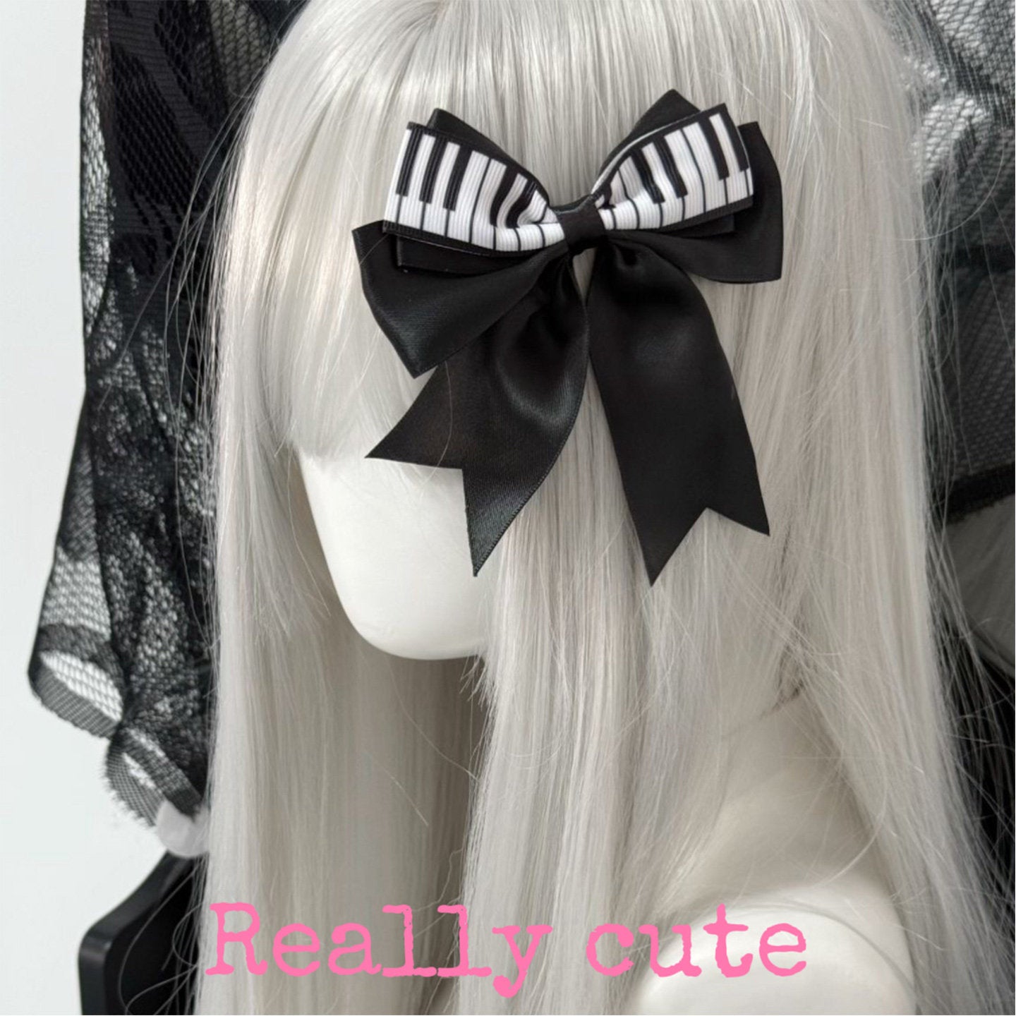 Piano Key Bow Hair Clips | Gothic Lolita Harajuku Hair Accessories hair clip really cute